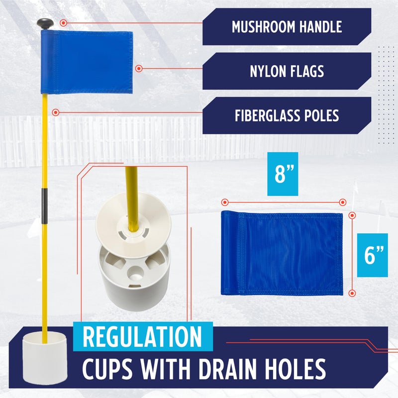 Murray Sporting Goods Golf Flagsticks, Flags and Cups, Set of 3 | Mini Golf Flagsticks with Holes for Putting or Chipping Greens | Putting Green Poles, Cups and Flags in Red, White and Blue (Variety) - Image 3
